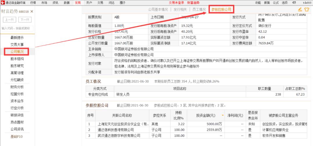 通达信电脑版如何查看个股公司基本情况、发行资料及员工情况？(图5)