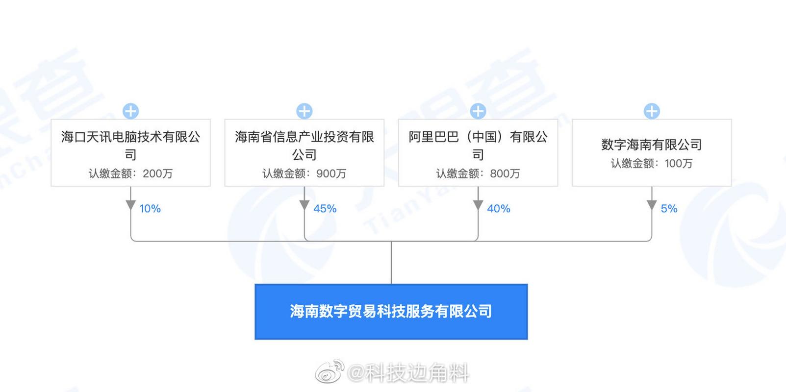 阿里巴巴发起设立数字海南有限公司为第一大股东(图2) 阿里巴巴发起设立数字海南有限公司为第一大股东(图2)